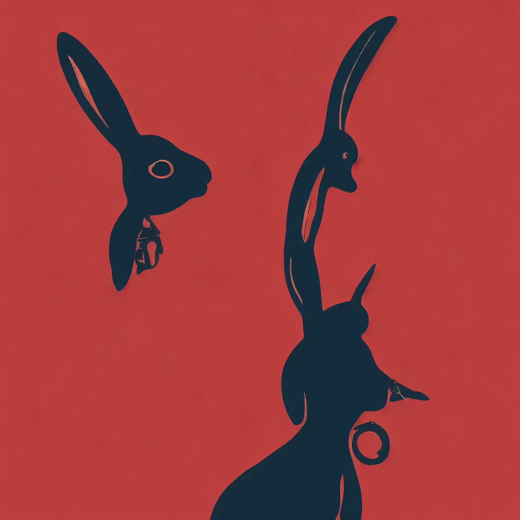 Image similar to silhouette of bunny talking into bullhorn, digital art