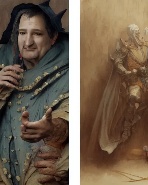 Prompt: ted cruz, court jester in renaissance era, fantasy 3 d render, masterpiece, by donato giancola and greg rutkowski and wayne barlow and zdzisław beksinski, realistic face