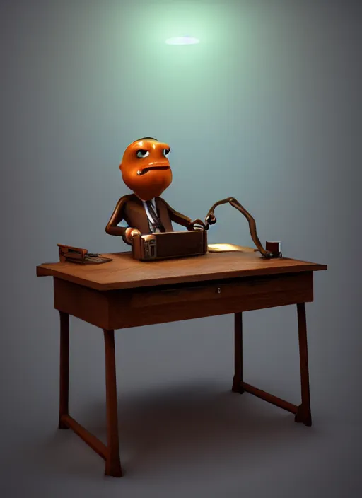 Image similar to anthropomorphic stapler in a desk, naturel, hyper detailed, digital art, trending in artstation, cinematic lighting, studio quality, smooth render, unreal engine 5 rendered, octane rendered, art style by klimt and nixeu and ian sprigger and wlop and krenz cushart.