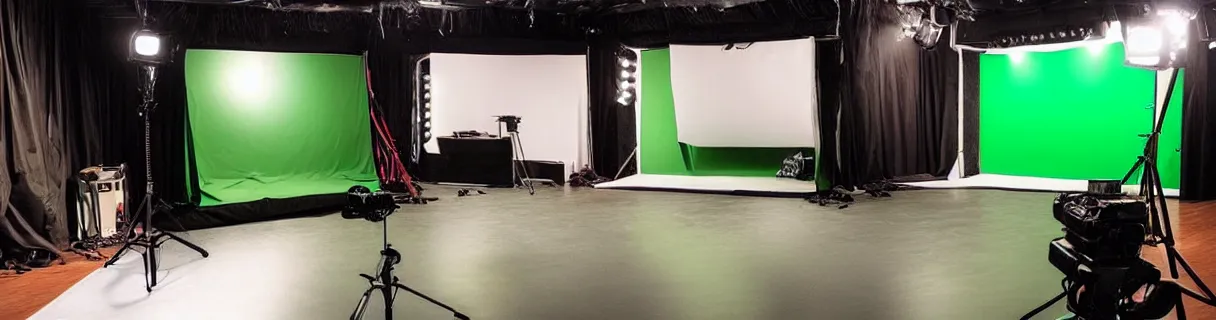 Image similar to photo of a movie set with a green screen, studio, movie set, realistic, studio lighting