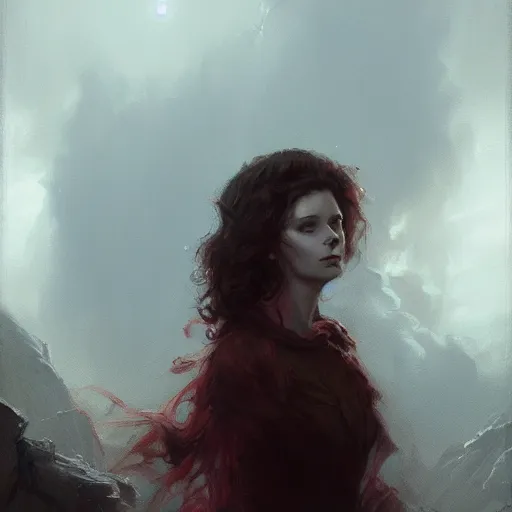 Image similar to a portrait of vivian leigh, eerie colors, dramatic light, gorgeous view, depth, high detail, digital art, painted by greg rutkowski and seb mckinnon, trending on artstation