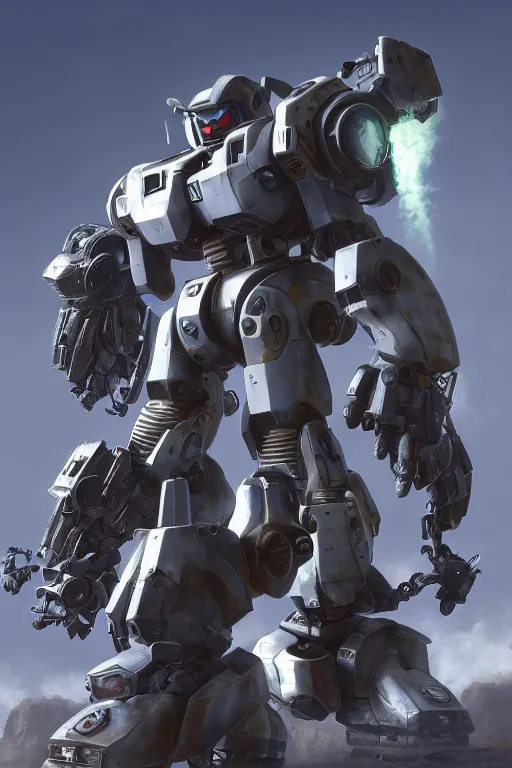 Image similar to mechwarrior 5 : mercenaries mech megaman transformer robot boss tank engine game octane render, 4 k, hd 2 0 2 2 3 d cgi rtx hdr style chrome reflexion glow fanart, global illumination ray tracing hdr fanart arstation by ian pesty by jesper ejsing pixar and disney unreal zbrush central hardmesh