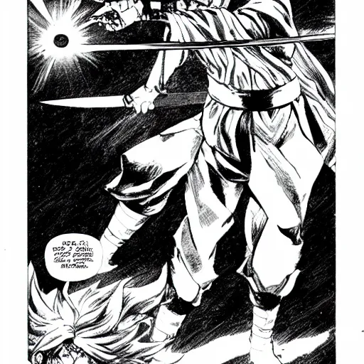 Prompt: manga panel of jedi fighting