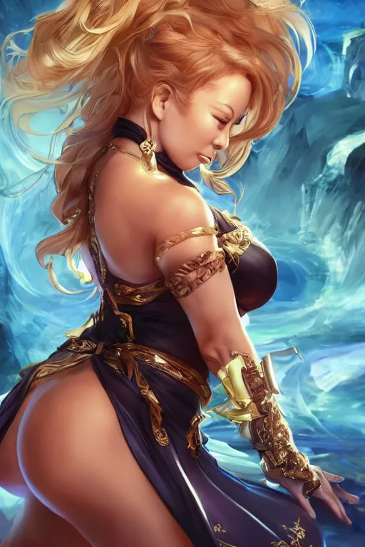 Image similar to Mariah Carey in a blade and soul spinoff artbook rendered by the artist Taran Fiddler, Joe Madureira, Nadezhda Tikhomirova, Jiyun Chae, Lê Long, trending on Artstation by Hyung Tae Kim, artbook, Stanley Artgerm Lau, WLOP, Rossdraws , James Gurney