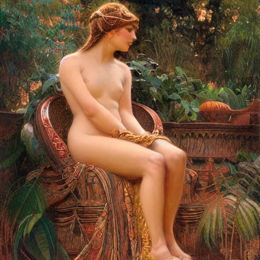 Image similar to detailed potraitof hidu goddes kali, girl graceful,, painting by gaston bussiere, craig mullins, j. c. leyendecker, lights, art by ernst haeckel, john william godward, hammershøi,,