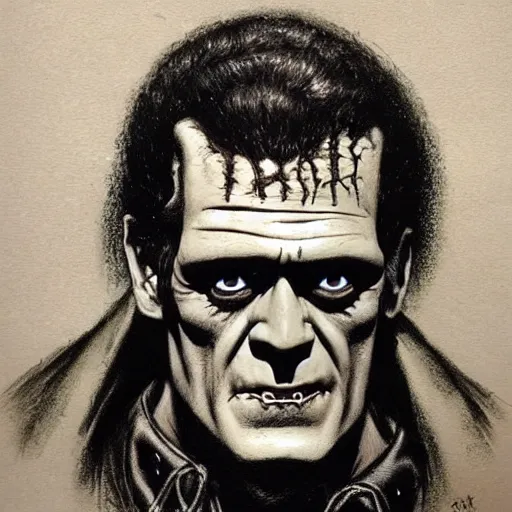 Image similar to frankenstein, by basil gogos, trending on artstation hq, deviantart, pinterest, 4 k uhd image