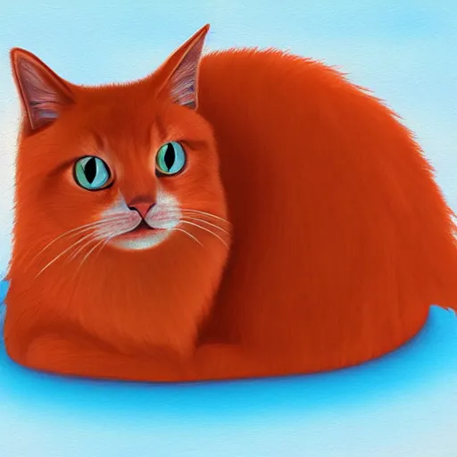 Image similar to A fuzzy orange cat sitting on planet earth, digital painting, highly-detailed