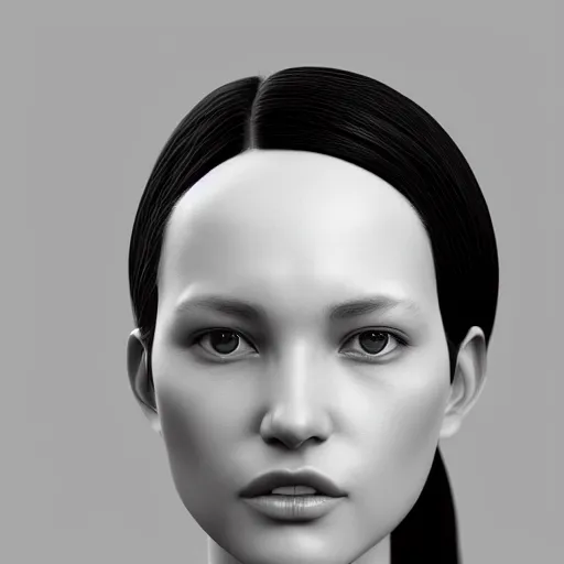 Image similar to a black and white photo of a woman's face, an ambient occlusion render by hsiao - ron cheng, zbrush central, mannerism, zbrush, ambient occlusion, digital painting