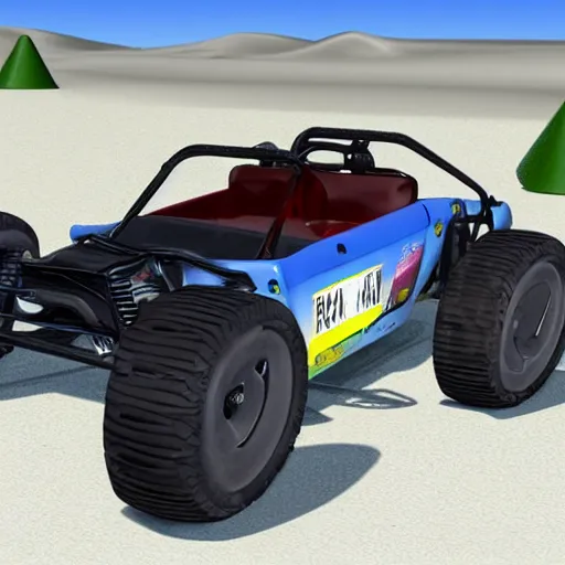 Prompt: parked tesla dune buggy, realistic, detailed