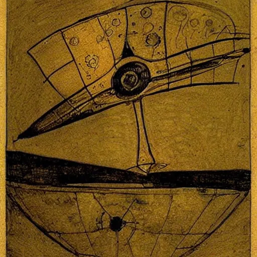 Prompt: a sketch art of a spaceship made by leonardo davinci