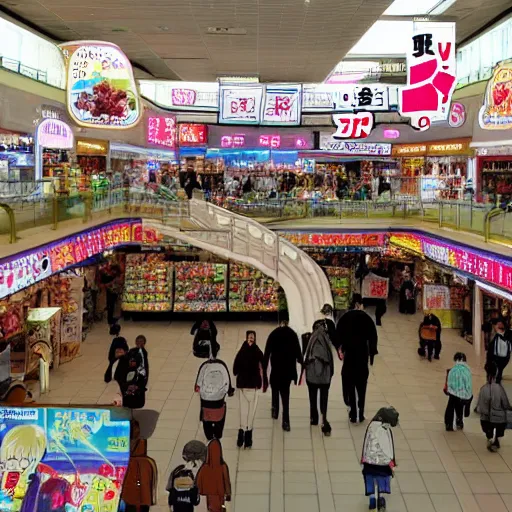 Image similar to a single person inside of a Nakano shopping arena anime style