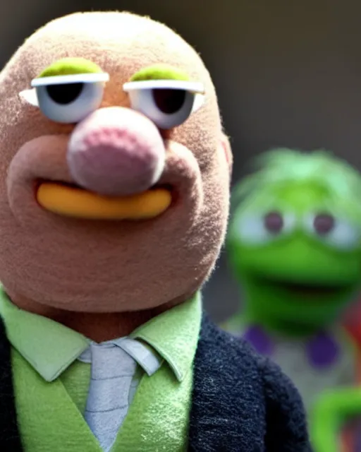 Image similar to hank schrader as a muppet. highly detailed felt. hyper real photo. 4 k.