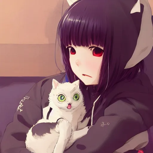 Anime girl cat hoodie HD wallpapers  Pxfuel