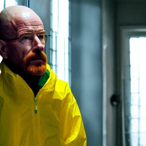 Image similar to Live Action Still of Bryan Cranston dressed as and playing Jesse Pinkman in Breaking Bad, real life, hyperrealistic, ultra realistic, realistic, highly detailed, epic, HD quality, 8k resolution, body and headshot, film still