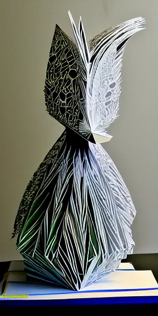 Image similar to a cut paper sculpture of theodore geisel