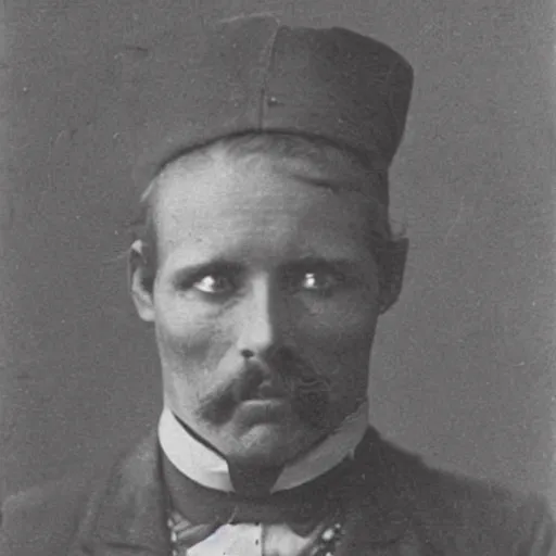 Image similar to a photograph of a half - man half - fox bandit from the 1 8 9 0 s