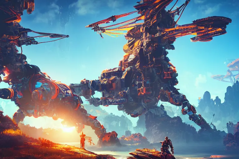 Image similar to sunwing machine mecanical creature robot of horizon forbidden west horizon zero dawn bioluminiscence global illumination ray tracing hdr fanart arstation by ian pesty and alena aenami artworks in 4 k