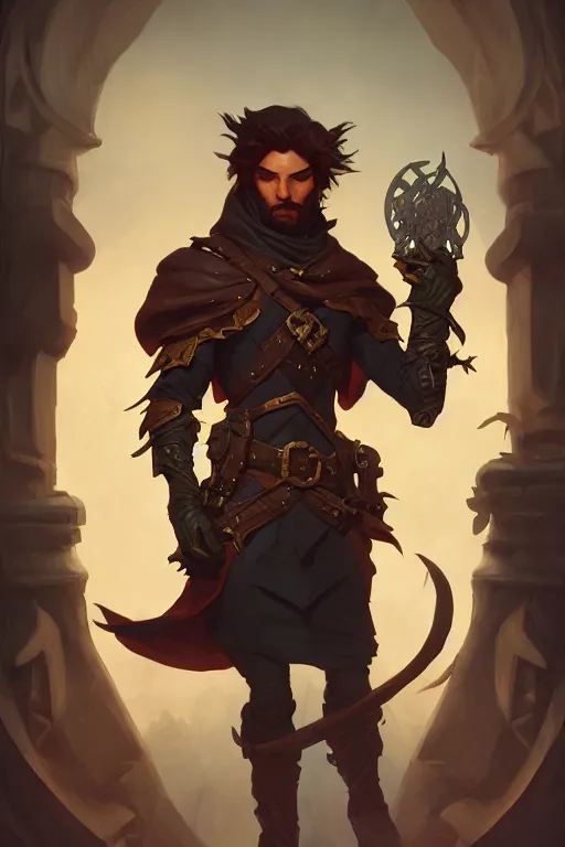 Image similar to photography of male rogue, deep focus, d & d, fantasy, intricate, elegant, highly detailed, digital painting, artstation, concept art, matte, sharp focus, illustration, hearthstone, art by artgerm and greg rutkowski and alphonse mucha