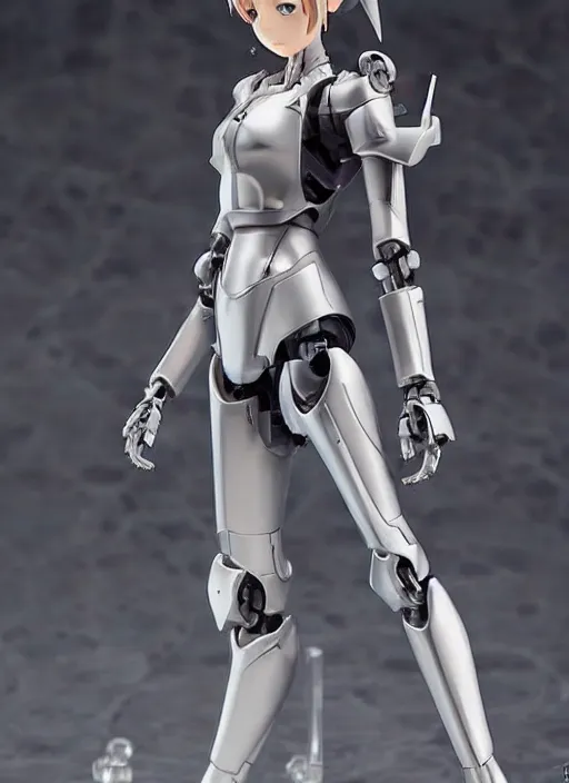 Image similar to Girl in mecha cyber Armor, portrait of the action figure of a girl, with bare legs，in the style of Kotobukiya ，anime figure