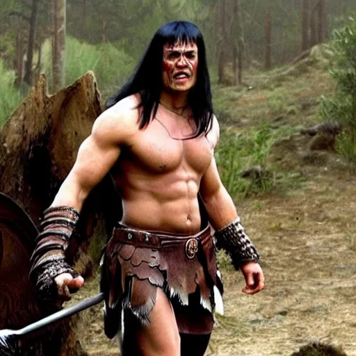 Image similar to dwight shrute as conan the barbarian