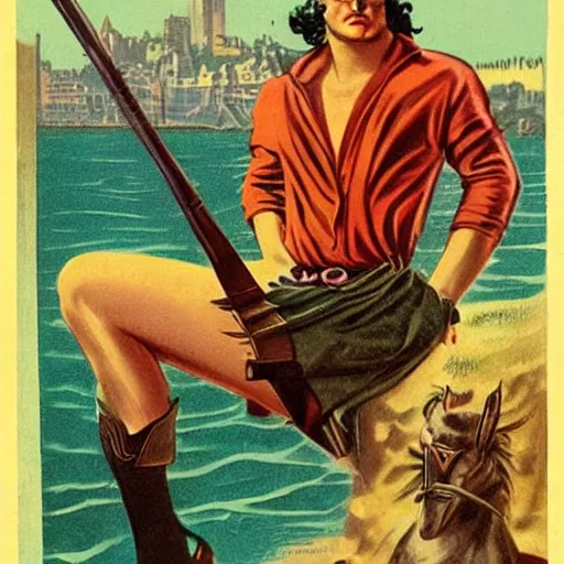 Image similar to Ivanhoe, vintage pulp art