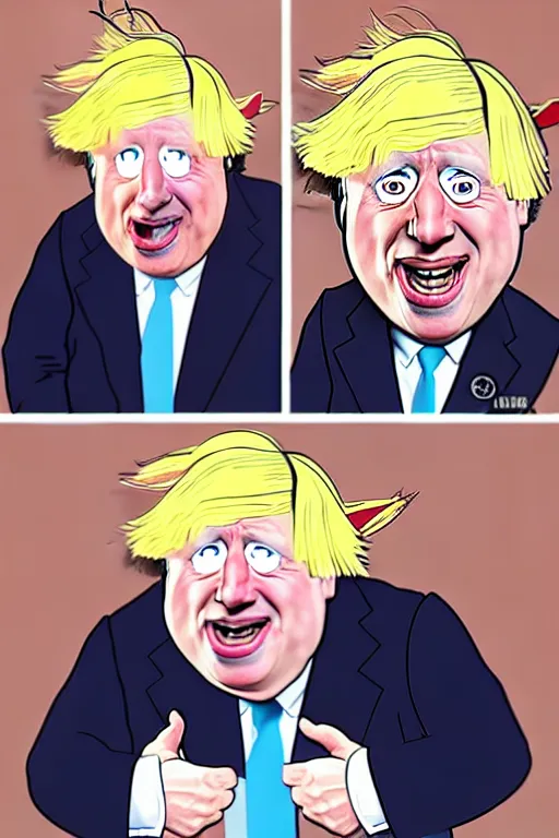 Prompt: boris johnson as the disney version of pinocchio, with a long nose, in the style of kim jung gi