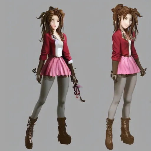 Image similar to full body shot of aerith gainsborough, concept art trending on artstation