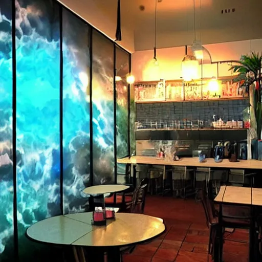 Image similar to cafe made out of vapor