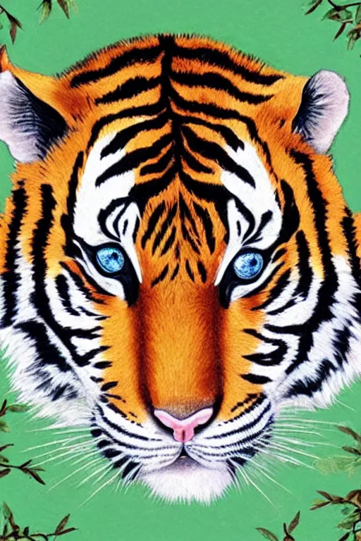 Image similar to kawaii tiger portrait, renaissance