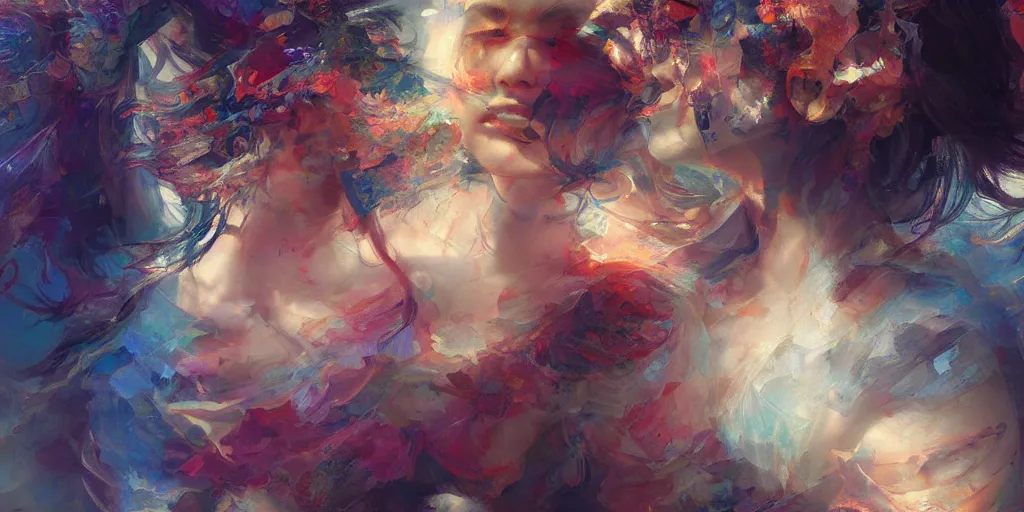 Image similar to Psychedelic visions by Stanley Artgerm Lau, Ruan Jia and Fenghua Zhong