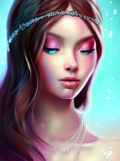 Prompt: crystal girl, portrait, digital painting, elegant, beautiful, highly detailed, artstation, concept art