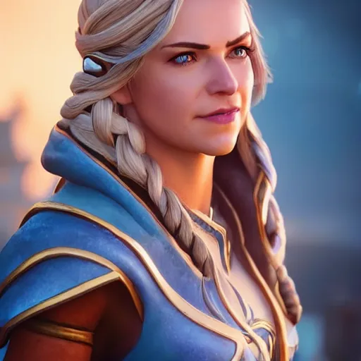 Prompt: realistic still of jaina proudmoore amazing details 8 k beautiful ultra realistic by dandonfuga sharp focus cinematic lightning pintrest