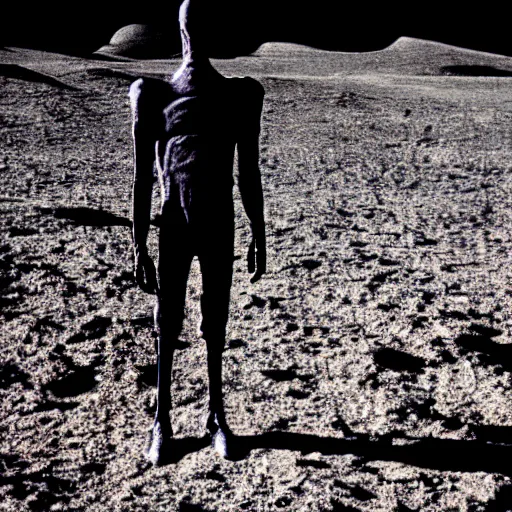 Prompt: grainy classified photograph of tall dark alien wearing void suit, colorado, grainy photo, specular highlights, 3 5 mm lens, photography