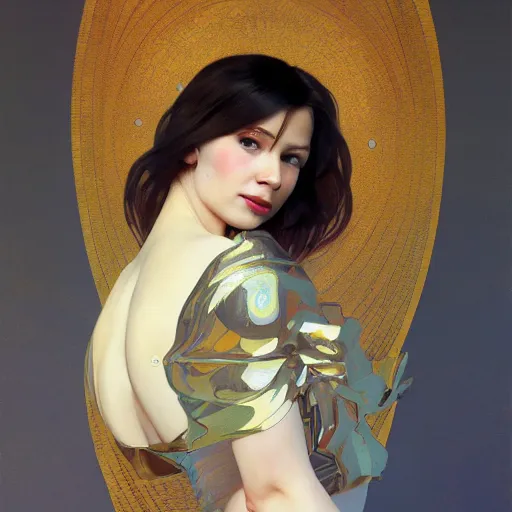 Image similar to modern woman | hyperrealistic | action pose | digital painting | trending on artstation | pinup portrait | clean | illustration | dressed | Unreal Engine 5 | 8k resolution | by Greg Rutkowski Alphonse Mucha Gustav Klimt and Mel Ramos