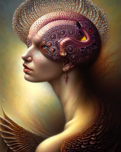 Image similar to a detailed portrait of dreampunk flamingo python hybrid mix beautiful! goddess by tomasz alen kopera and peter mohrbacher