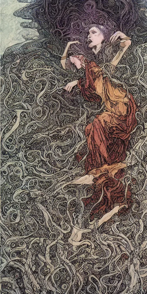 Prompt: erupting patterns of my mind swirling into the void by rebecca guay