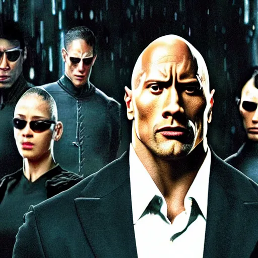 Image similar to Dwayne Johnson in the matrix movie 4K quality