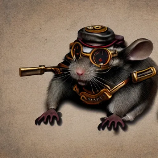 Prompt: a rat with steampunk googles, from WOW