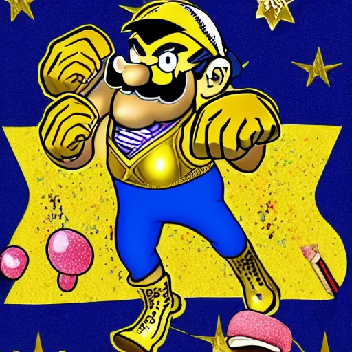 Image similar to wario swimming in gold