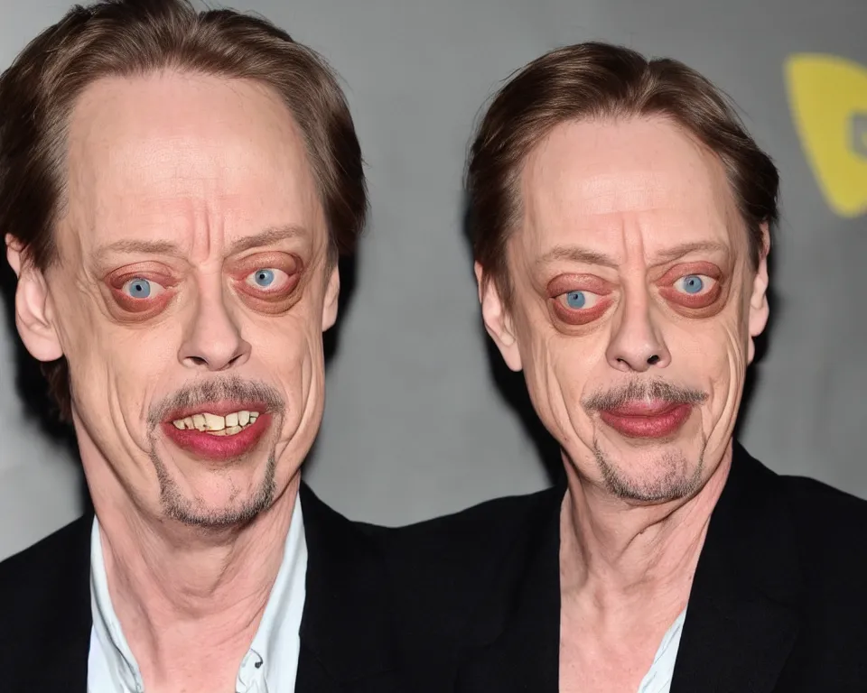 Image similar to steve buscemi morphing into a minion