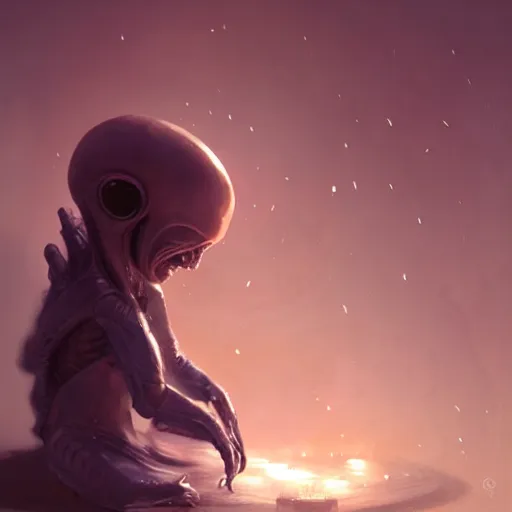 Image similar to baby alien, by greg rutkowski