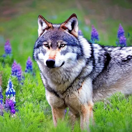 Prompt: Full body photo of a wolf with feathers, real life festhered lupine