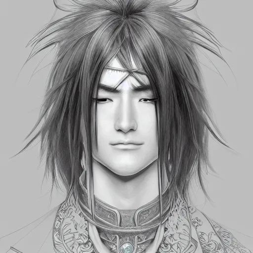 Prompt: an immortal xianxia cultivator with long black hair as an absurdly handsome, elegant, young anime man, ultrafine hyperrealistic detailed face illustration by kim jung gi, irakli nadar, intricate linework, sharp focus, bright colors, matte, final fantasy, unreal engine highly rendered, global illumination, radiant light, intricate environment