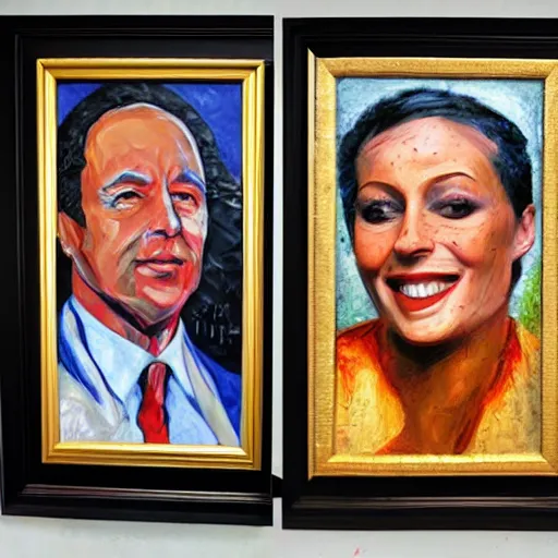 Prompt: oil paint impasto reliefs of famous people