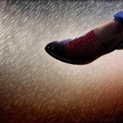 Image similar to Super High Speed Photography of a shoe impacting George Bush's head, hyper photo realistic 8K HDRI, photo by Annie Liebowitz