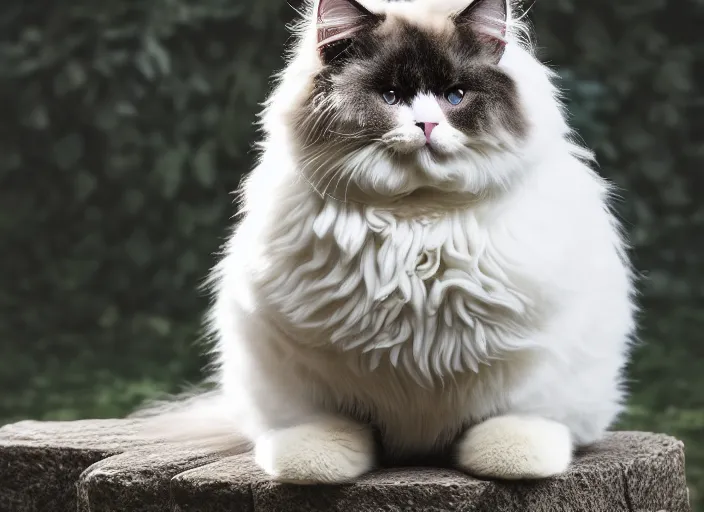 Image similar to 5 5 mm photo of a very very fat and fluffy cat. fantasy magic style. highly detailed 8 k. intricate. lifelike. soft light. nikom d 8 5 0. cinematic post - processing