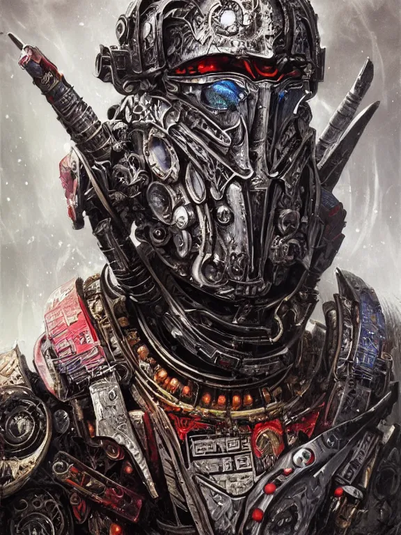 Prompt: art portrait of an undead space marine royalty, intricate detailed armour ,8k,by tristan eaton,Stanley Artgermm,Tom Bagshaw,Greg Rutkowski,Carne Griffiths, Ayami Kojima, Beksinski, Giger,trending on DeviantArt,face enhance,hyper detailed,minimalist,cybernetic, android, blade runner,full of colour,