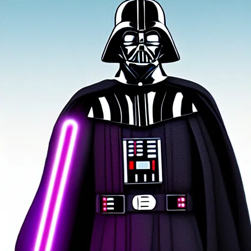 Image similar to darth vader with white armor and a purple lightsaber