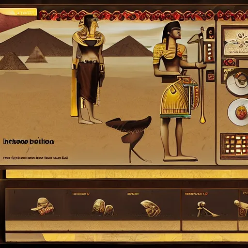 Image similar to video game user interface, egyptian theme