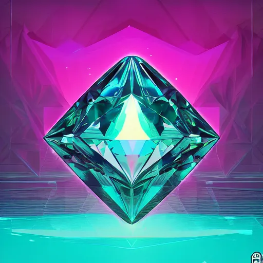 Image similar to diamond gem, epic retrowave art, trending on art station